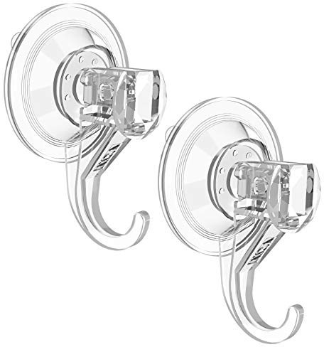 ZriEy Gancio Ventosa Ventose con Gancio per Casa Bagno Doccia Cucina Casa Vetro Ganci per Tende per Piastrelle Porta bagnoschiuma per Doccia da Appendere 3 kg Trasparente 2 Pezzi