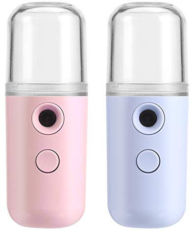 minkissy 2pcs USB Charging Nano Facial Mister Spray Humidifier Moisturizing Machine for Skin Portable Beauty Facial Sprayer for Refreshing Face Hair Body