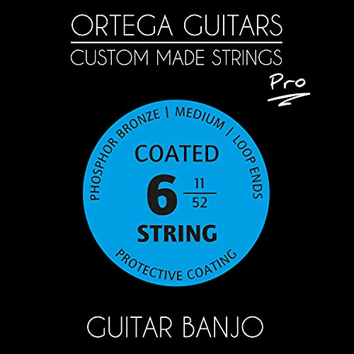Ortega Guitars Custom Made Strings - Pro - Gitarren-Banjo - 6 Saiten/Loop ends - Phosphor Bronze beschichtet (GBJP-6)