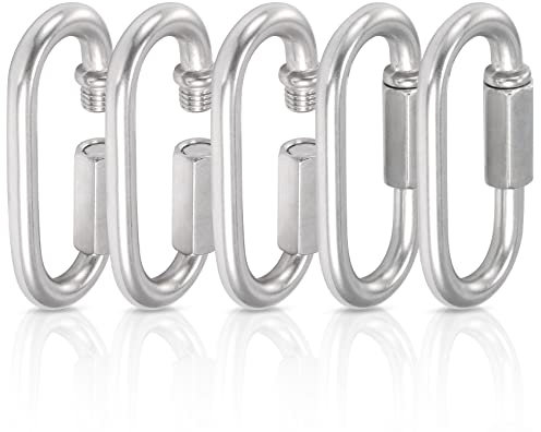 Kailund 2.3 Stainless Steel Chain Quick Links 5 Pack 1/4 Heavy Duty Repair Chain Link, D Shape Chain Locking Quick Safety Chain Connector Link - 860 Lbs Capacity