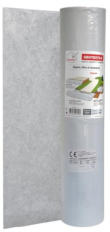 Jardibric - Rouleau Géotextile Maille 2 x 50 m - Anti-Mauvaises Herbes en Polyester 100 g/m² - Protège et Stabilise le Sol