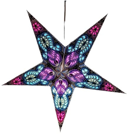 YEPSIO Papierstern-Laterne, Lampenschirm, Papierstern, groß, 60 cm, Stern, hängende Dekorationen für Weihnachten, Hochzeit, Heimdekoration, Party, Königsblau, Schwarz, mehrfarbig