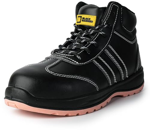Black Hammer Safety Boots Lightweight Womens Composite Toe Cap With Midsole Protection Metal Free Non Slip Breathable S3 SRC Flo (7 UK)