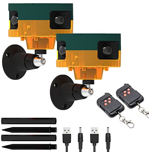 KINGCOO Lot de 2 lampes d'alarme de sécurité à capteur solaire d'extérieur, détecteur de mouvement à 360°, lumière stroboscopique clignotante LED, lampe d'avertissement 13 sons intégrés, sirène sonore