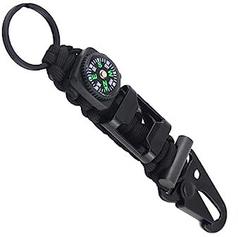Amosfun 1stücke Paracord-schlüsselanhänger Geflochtenes Nylonband Mit Karabinerhaken Feuerstarter Und Kompass Utility-Haken Für Outdoor-Camping Und Wanderrucksack