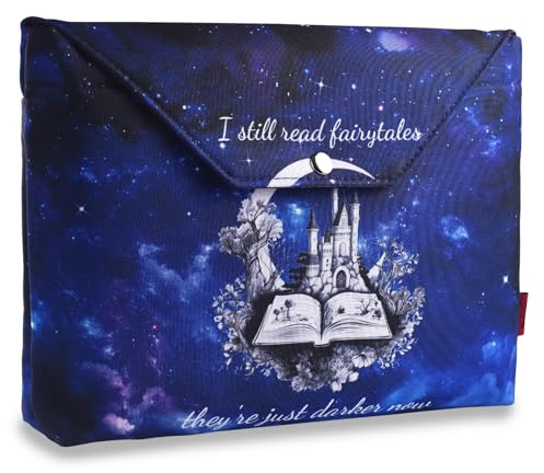 LParkin Buchhülle mit Reißverschluss und Vordertasche, I Still Read Fairytales They're Just Darker Now Buchhülle Stoff für Buchliebhaber 27.9 x 22.9 cm