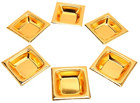 UPQRSG Paquete de 6 Platos para Salsa de Acero Inoxidable, Mini Platillos Apilables Dorados Retro, Platos para Condimentar, Cuenco para Salsa de Sushi, Platos para Aperitivos para Ensalada, Postre