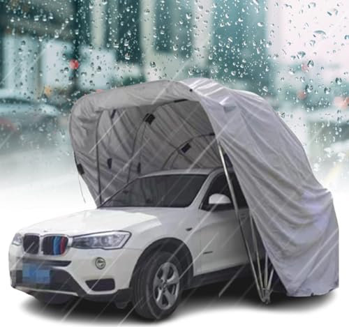Posto auto coperto in acciaio inossidabile grigio, garage pieghevole per tenda per auto portatile, riparo durevole semiautomatico, garage pieghevole mobile, tettoia per auto,6*2.7*2.5M/19.6*8.8*8.2ft