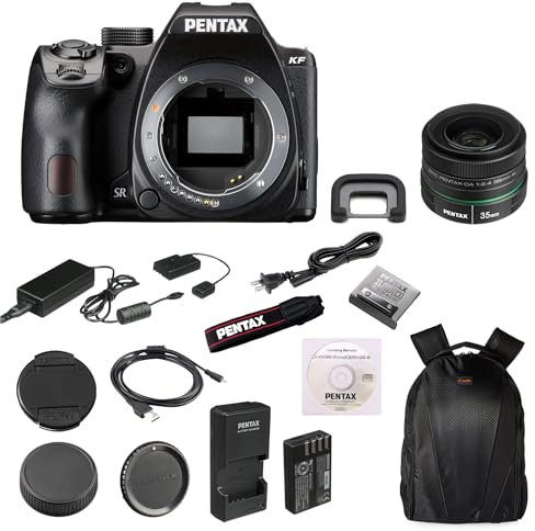 Pentax KF APS-C Digital SLR Camera Body (Black) | 24MP CMOS Sensor, Built-in Wi-Fi with Pentax 35mm DA L F2.4 AL Lens and Waith Camera Backpack with Multiple Compartments (Bundle Set)