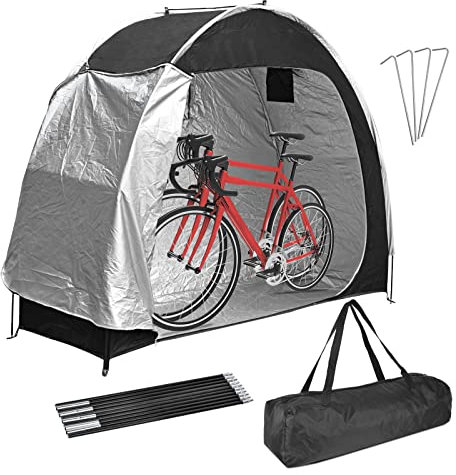 ZYHNNKL Tente de Rangement pour vélo, Tissu Oxford imperméable 210D avec revêtement argenté avec fenêtre, Couverture de vélo d'extérieur Portable, Tente de Rangement pour Jardin, Camping (Noir)