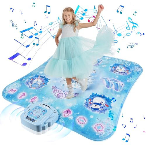Euakee Tanzmatte für Kinder ab 3-12 Jahre, Kindertanzmatten mit 8 Tasten und Bluetooth, Musikmatte mit 4 Spielmodi und 9 Niveaus, Geschenke für Mädchen ab 3 4 5 6 7 8 9 10 11 12+ Jahre