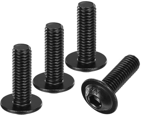 sourcing map 20Pcs M8-1.25x25mm Flanged Button Head Socket Cap Screws, 304 Stainless Steel Socket Drive Fasteners Bolts, Fully Thread Machine Screws, Black