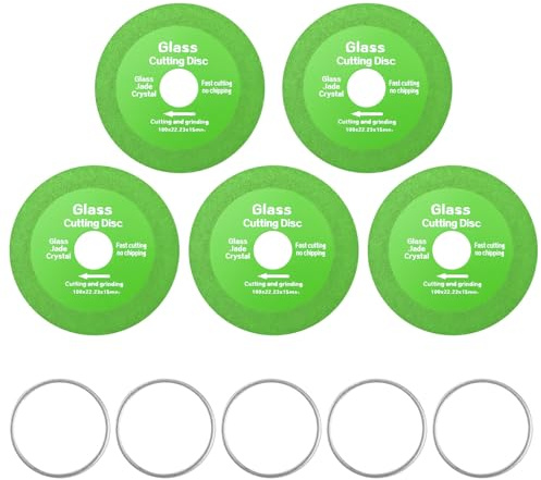 Gosknor 5pcs Glass Cutting Disc, Ceramic Cutting Blade, 4 Inch Angle Grinder, Rock Grinding Disc, Glass Tile Saw Blade, Green