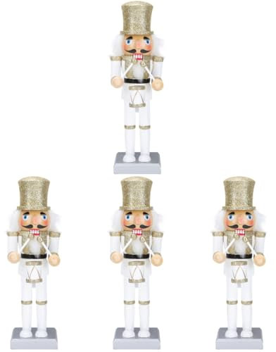 Amosfun 4 Pièces Casse Noisette Poupée Casse-Noisette en Peluche Ornements Casse-Noix Blancs Couplet De Soldat Casse-Noisette Décoration Géant Distique Boules De Plein Air Fée Bois Blanche