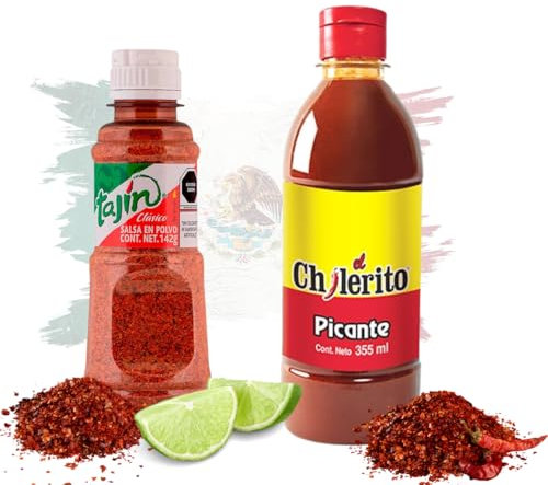 El Chilerito Sauce épicée 355 ml + tajine classique 142 g | Sauce mexicaine extra chaude et assaisonnement chili-citron pour fruits, botanes et boissons