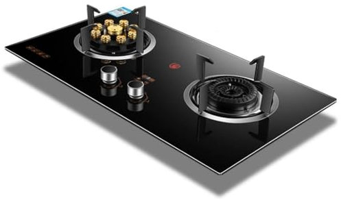 Gaziniere Gaz - Cuisinière À Gaz Intérieure Avec 2 Brûleurs, Panneau En Verre Trempé, Flamme Élevée Temporisée À 9 Cavités De 5,0 KW/5,2 KW(NG)