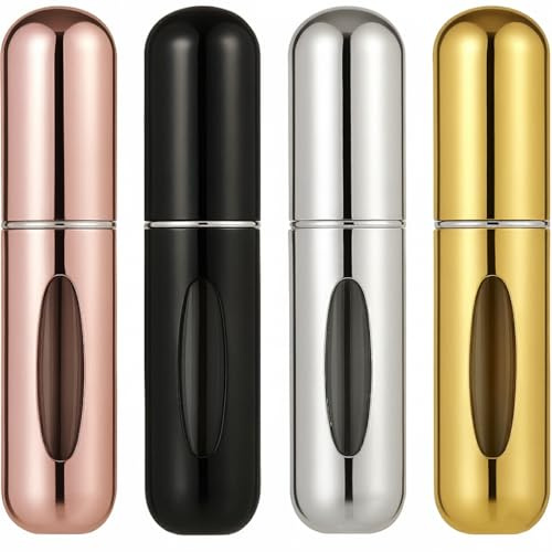 MoniDecor Atomizador Perfume Recargable 4 Piezas, Bote Colonia Recargable Mini Botella Rociadora Portátil sin Fugas ideal para Viajes Paseos o Fiestas