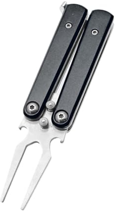 Ronyme Golf Divot Repair Tool Golfzubehör, leicht, Geschenk Tragbare Metallgabel Robustes Divot-Tool Faltbar, Schwarz