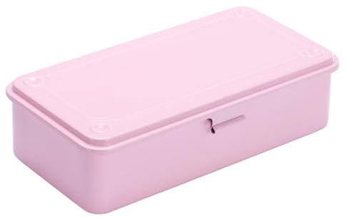 sourcing map Portable Steel Tool Box, 7.6 x 3.7 x 1.9 with Metal Latch Trunk Tool Storage Box Metal Organizer Mountain Toolbox for Garage Warehouse Workshop Household, Pink