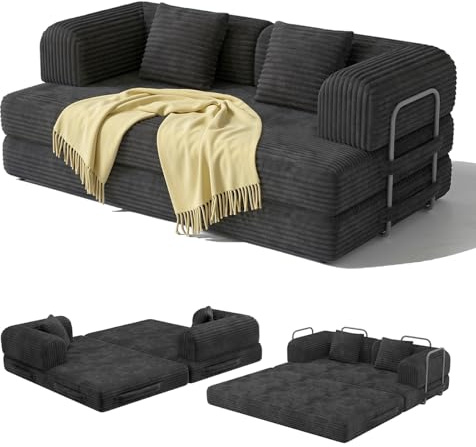 Xbro Divano Relax Modulare Compatto 2 Posti, Divano Letto Salvaspazio Basso in Schiuma ad Alta Resilienza per Monolocale, Soggiorno e Zona Lounge, 160 x 180 cm