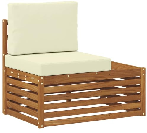 mtlskopl Outdoor Endsofa aus Massivholz Akazie, Natur 91 x 63 x 73 cm, wetterbeständiges Gartensofa Holz Lounge-Sessel mit Kissen für Garten, Terrasse und Balkon