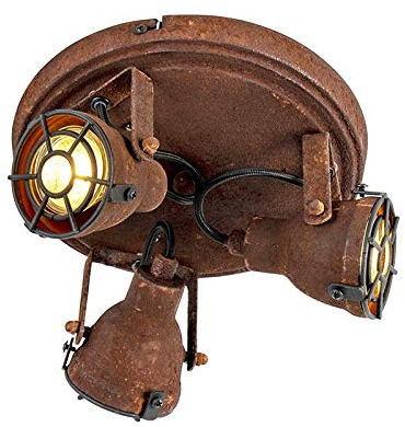 Qazqa - Sturdy Ceiling Spotlight 3 Rust - Sorra- - Industrial - Suitable for LED GU10 | 3 Way Light - Steel Surface-Mounted spotway Light - Suitable for Living Room I Kitchen I Bedroom I