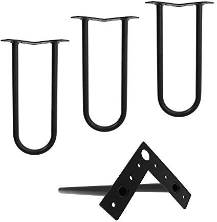 Bentatec 4er Set Hairpins 30cm für Couchtisch - schwarz Tischbein Tischkufen Couchtisch