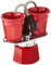 Bialetti Mini Express Color, Set Caffettiera 2 Tazze + 2 Bicchierini, Alluminio, Rosso