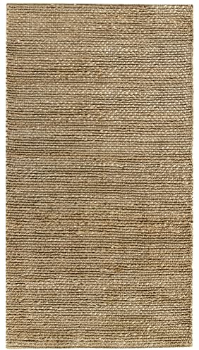 HAMID - Juteteppich,Giralda Teppich 100% Natürliche Jutefaser Handgewebt, Weicher Teppich und Hohe Festigkeit, Wohnzimmer, Esszimmer, Schlafzimmer, Flurteppich - Natürlich (110x60cm)