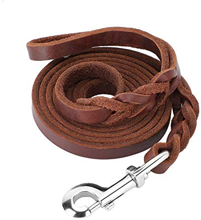 Hundeleine aus Leder, 2,1 m 6,9 ft, Starke, weiche, geflochtene Hundetrainingsleine mit Schieber für mittelgroße Hunde, Laufen, Spazierengehen, Training
