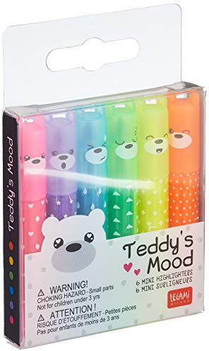 LEGAMI - Lot de 6 mini surligneurs, Teddy's Mood, Confezione da 1