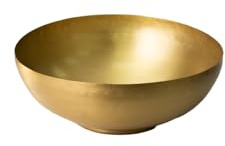 Serene Spaces Living Antique Brass Decorative Bowl, Metal Fruit Basket, for Floating Candles, Flowers, Potpourri, Catchall for Entryway, Dining Table Centerpiece, Home Décor, 4.75 Tall & 12 Diameter