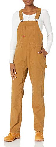 Dickies Women's Duck Double Front Bib Overalls, Rinsed Brown Duck, L UK