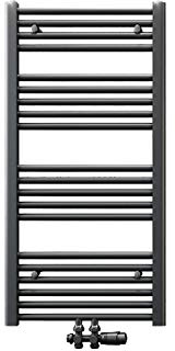 ELEGANT Radiador de baño, 1000 x 500 mm, antracita con multibloque, termostato, toallero, calentador de toallas