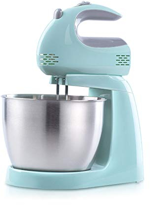 JHNEA Batidora Amasadora con Movimiento Orbital y Bol de 3L Repostería 150 W con 5 Velocidades y Función Turbo 2 Varillas para Batir y Amasar Panadería,Blue