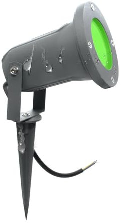 Luce per Sentiero orientabile con Picchetto, GU10 6W Faretto da Giardino Proiettore LED Spot Impermeabili IP65, Faretto LED da Giardino per Prato Cortile Esterno (COLORE GRIGIO LUCE VERDE)