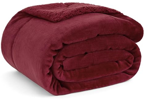 BEDSURE Sherpa Kuscheldecke Flauschig 130x150 - Sofadecke, Rot | Dicke Wolldecke, Weich Tagesdecke, Geschenke für Frauen, Warm Wohndecke für Couch, Schlafzimmer & Wohnzimmer,Waschbar