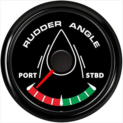 KAOLALI Bootsruder-Winkelanzeige, wasserdicht, 52 mm, Bootsruder-Winkelmesser mit 8-farbiger Hintergrundbeleuchtung, 12 V/24 V (schwarz)