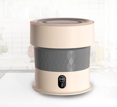 PanHuiWen Pliable Mini Lave Linge Pas Cher Ultrasons Petite Machine à Laver Portable 13L Chaussettes, Camping, Lingerie, sous-vêtements, Culotte,Gold-Ozone