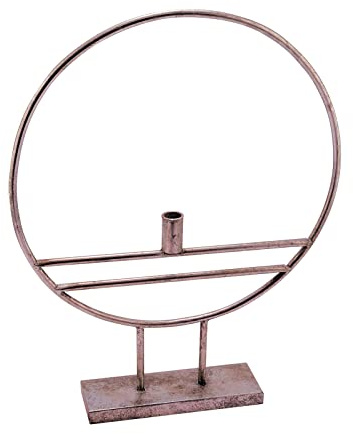 XL Alu Kerzenständer Ring Silber - 56 x 45 cm | Metall, mit Fuß, für Tafelkerze, Hoop Deko Ständer, Tischdeko