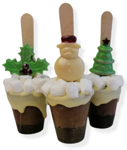 Christmas set of 3/6/9/12- Gourmet Hot Chocolate Stirrers Spoons Sticks with Marshmallow and Christmas decoration Individually Wrapped HandMade