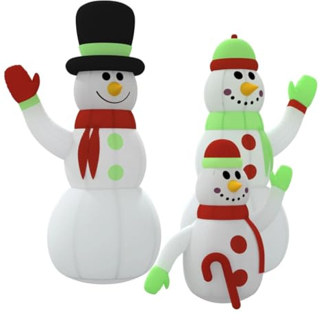 vidaXL Aufblasbare Schneemann-Familie mit LEDs Beleuchtet Weihnachtsdekoration Beleuchtung Weihnachtsfigur Figur Winter Deko Weihnachten 360cm