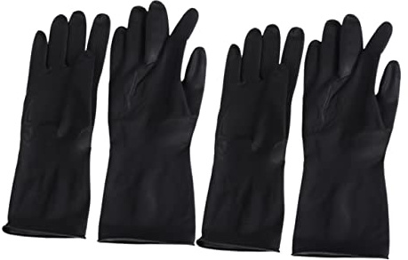 2 Paar Haarfärbehandschuhe aus Gummi und Kunststoff Schwarz | Wiederverwendbar und Waschbar, für Heimgebrauch bei Coloration, Handschutz für Damen und Herren