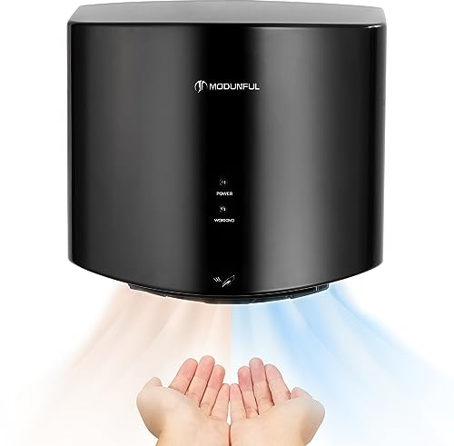 modunful Secador de Manos Eléctrico para Montaje en Pared Automático Comercial Eléctrico Secador de Manos 10 Segundos Alta Potencia Secado 220 V 1200 W Negro