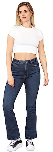 989Zé ENZO Womens Bootcut Jeans Trousers Ladies Casual Comfort Stretch Denim Pants All Waist Sizes UK EZL430 Jeans MID Blue 14