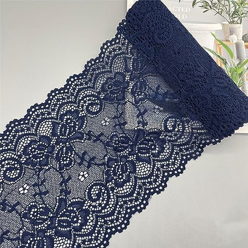 4 Yards 15 cm Dekorative Nähborte, Spitzenband, Zierband, SpitzenbordüRe, Borten BäNder, Spitzenstoff, Spitze-Borten, HäKelband, Lace Ribbon, Saumspitze, WäSchespitze, NäHborte, zum Nähen (Navy blau)