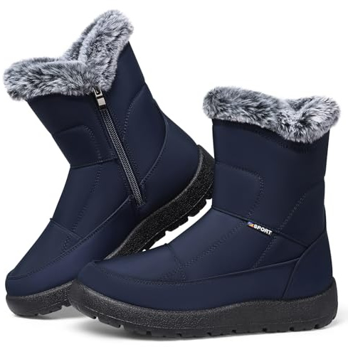 SHIBEVER Women's Winter Snow Boots: Waterproof Fur-Lined Ankle Booties