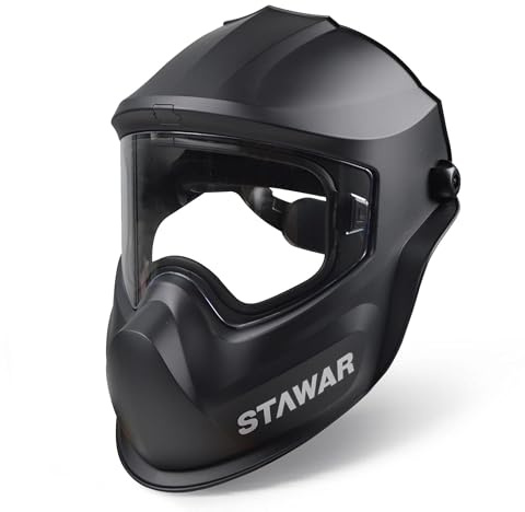 Shine STAWAR Black Grinding Face Shield, Lightweight Cutting Face Shield with Anti-Fog & Scratch Resistance Lens Face Shield Mask for Grinding, Cutting, Woodworking (DIN 1, Black)