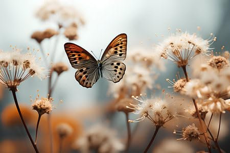 Acryl-Bild 60 x 40 cm: Schöner Schmetterling auf einer Blume. Naturhintergrund. Getönt. (213095706)