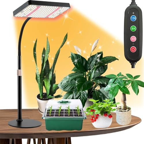 FRGROW Pflanzenlampe LED mit 4/8/12 Hr Timer, Vollspektrum Pflanzenlicht für Zimmerpflanzen, Pflanzenleuchte LED, Vollspektrum Pflanzenlampe 208 LEDs, Wachstumslampe für Pflanzen, Daisy Chain Funktion